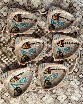 Set 6 Piattini Pesce Ceramica Vintage Mid-Century