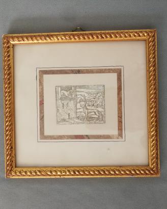 Quadro con incisione a xilografia del 1500
