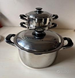 Set Pentole AMC 18/10 + Vaporiera e Visiotherm