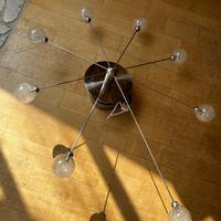 Lampadario acciaio con sfere di vetro