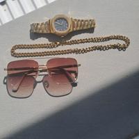 ✨Orologio Lusso, Collana D'oro e Occhiali Eleganti