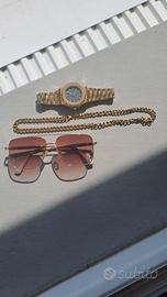 ✨Orologio Lusso, Collana D'oro e Occhiali Eleganti