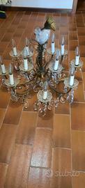 Lampadario Vintage 8 bracci con prismi di cristall