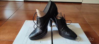 Scarpe stringate pelle artigianali donna 43 nere