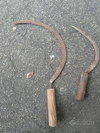 2 ANTICHE FALCI FALCETTI FERRO BATTUTO da collezio