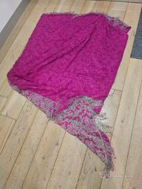 stoffa arazzo in tulle  e paiettes rosa Indiano 10