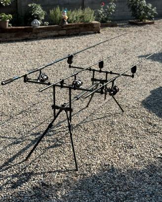 CARPFISHING Kit Completo 3 Canne + Rod Pod e altro