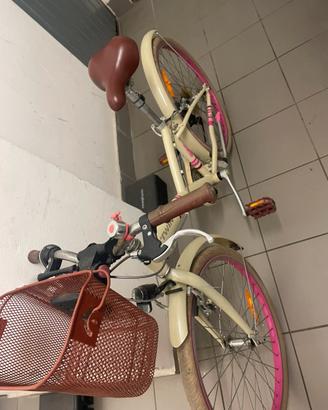 Bicicletta donna vintage crema e rosa