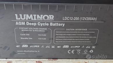 batteria AGM Luminor LDC12-200 ah deep cycle vra
