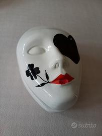 Portagioie vintage maschera veneziana in ceramica 