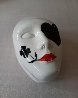 Portagioie vintage maschera veneziana in ceramica 