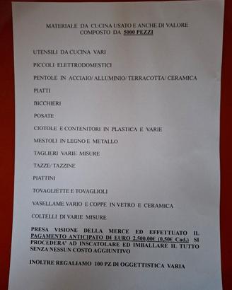materiale di cucina vario