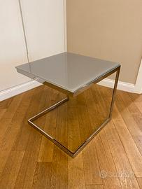 Tavolino in vetro e acciaio da divano