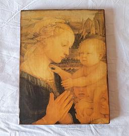Quadro icona legno Filippo Lippi Madonna e bambino
