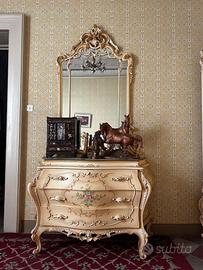 Cassettiera veneziana dipinta a mano, 3 cassetti