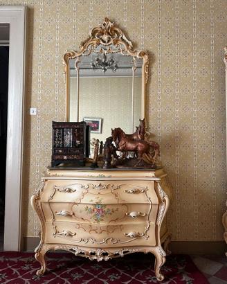 Cassettiera veneziana dipinta a mano, 3 cassetti