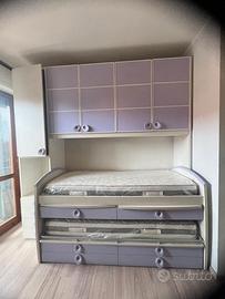 cameretta con letti estraibili e materassi memory