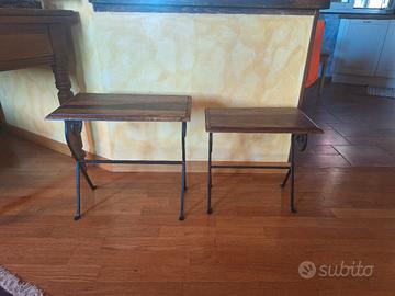 coppia di tavolini legno impilabili