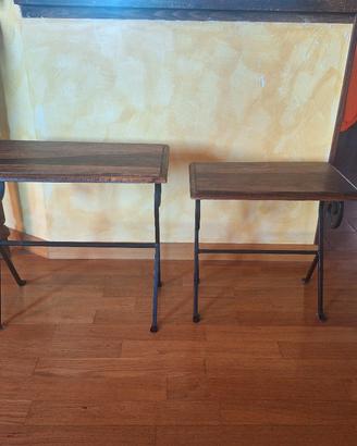 coppia di tavolini legno impilabili