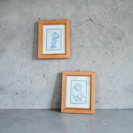 lotto 4 quadretti in legno  vintage fine  anni 70
