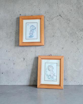 lotto 4 quadretti in legno  vintage fine  anni 70