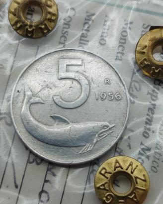 RARA 5 LIRE 1956