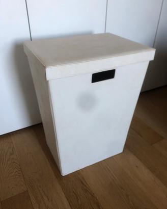 Cesta Portabiancheria Pieghevole Ecopelle Bianca