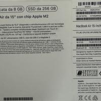 macbook air 15 pollici 2anni garanzia sontrino2024