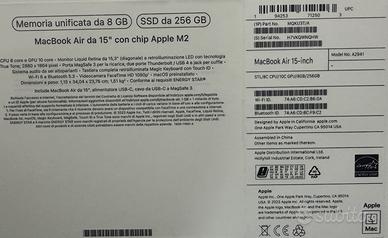 macbook air 15 pollici 2anni garanzia sontrino2024