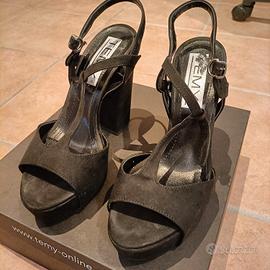 Sandalo nero tacco 12