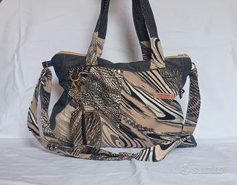 Borsa tracolla beige e grigio 