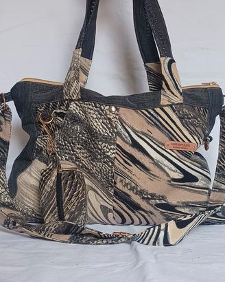 Borsa tracolla beige e grigio 