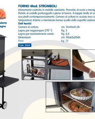Forno da giardino a legna e carbonella cm90x62x206