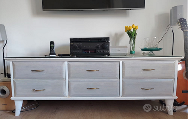 Mobile TV finitura bianco shabby – stile elegante