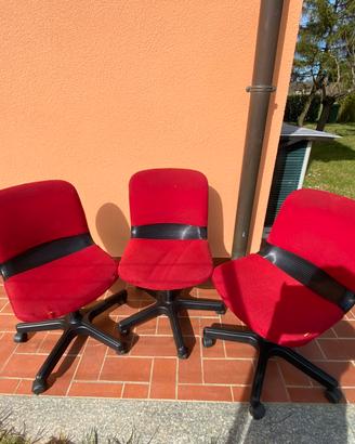 3 sedie da ufficio con rotelle