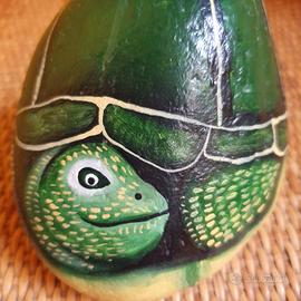 Sasso pietra fermaporta dipinta a mano tartaruga