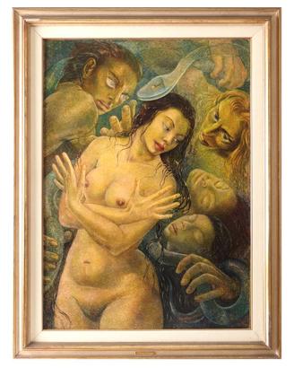 Dipinto firmato Gemma V “Il paradiso perduto" 1956