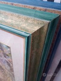 Quadro con figura femminile con cornice verde oro 