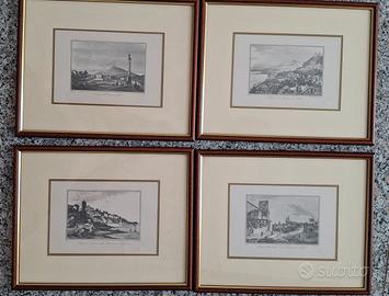 4 quadri stampe antichi paesaggi siciliani