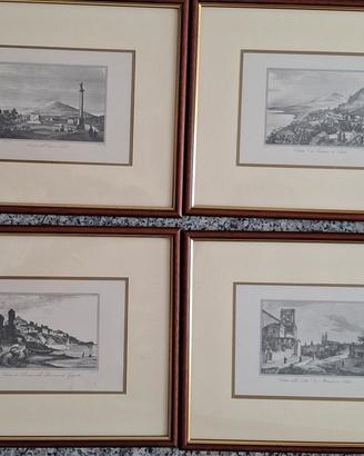 4 quadri stampe antichi paesaggi siciliani