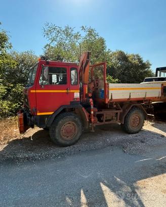 Autocarro con cassone aperto e gru