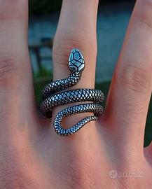 Anello SERPENTE Desing Argento Acciaio INOX Y2K
