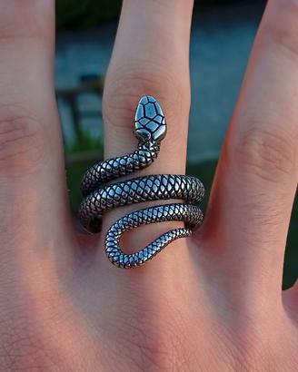 Anello SERPENTE Desing Argento Acciaio INOX Y2K

