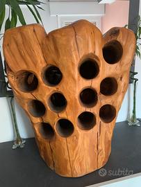 Portabottiglie di Legno In Ulivo Fatto A Mano