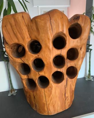 Portabottiglie di Legno In Ulivo Fatto A Mano