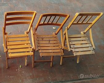sedioline pieghevoli per bambini  in legno anni 70