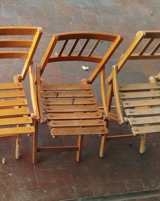 sedioline pieghevoli per bambini  in legno anni 70