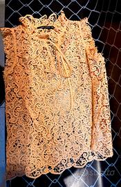 Camicetta Zara pizzo macramé nude M