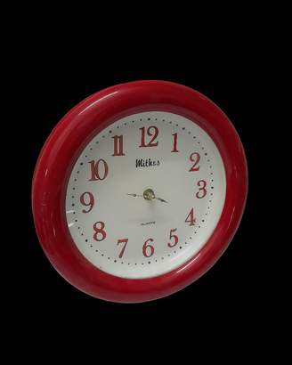 Orologio da parete con cornice in legno rossa