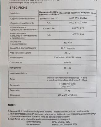  Condizionatore portatile 8000 BTU